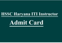 HSSC Haryana ITI Instructor Admit Card