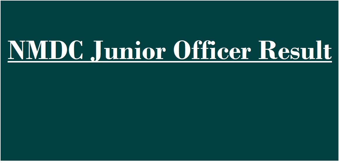 NMDC Junior Officer Result