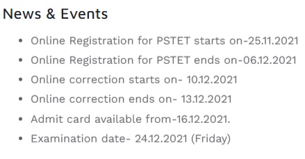 pstet Important Dates