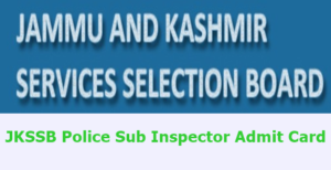 JKSSB Police Sub Inspector Admit Card