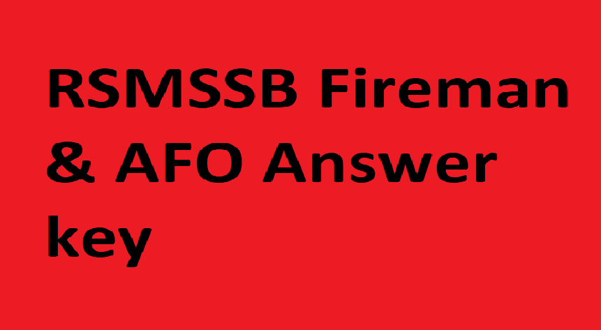 RSMSSB Fireman Answer key