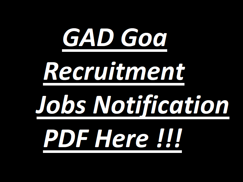 GAD Goa Recruitment
