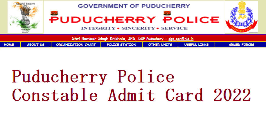 Puducherry Police Constable Admit Card 