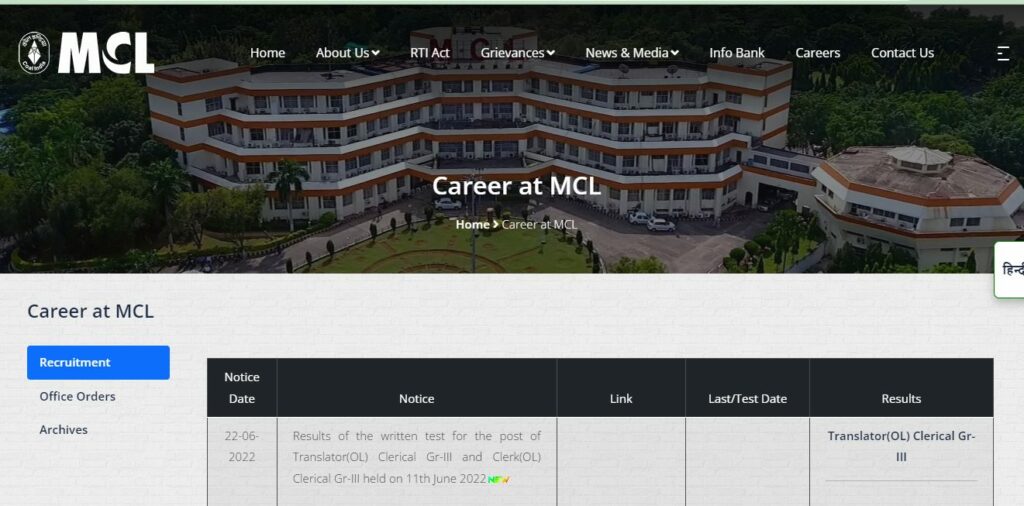 MCL Admit Card 2022
