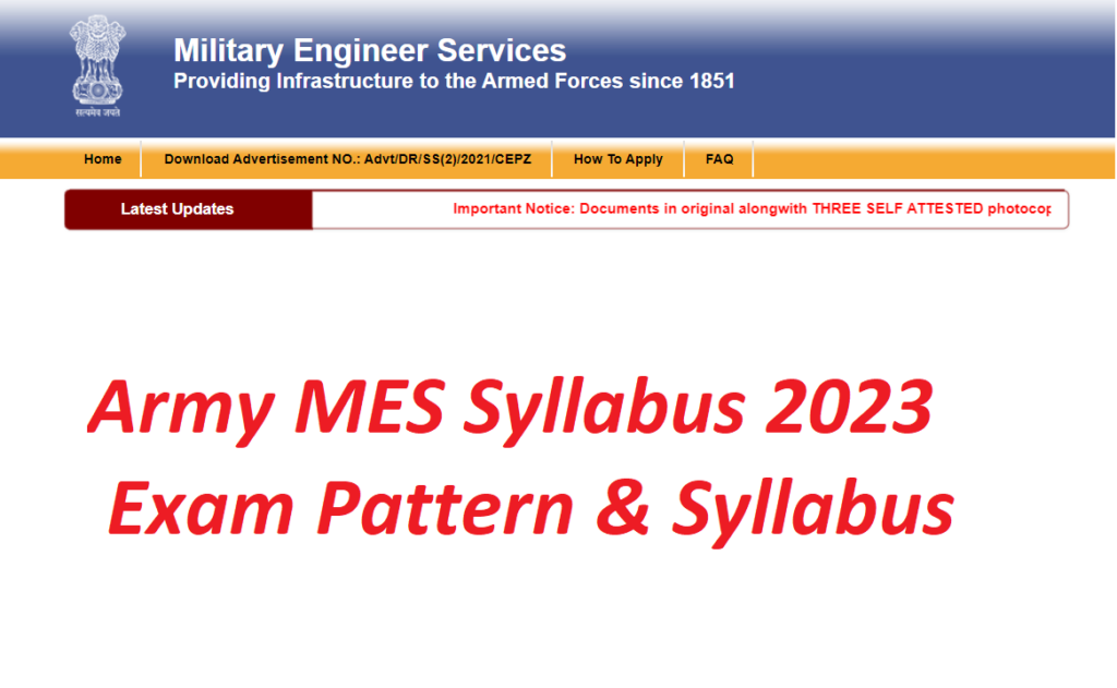 Army MES Syllabus 2023