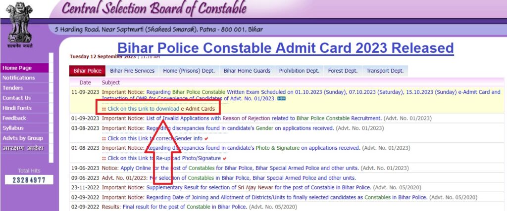 Bihar Police Constable Admit Card 2023 Released