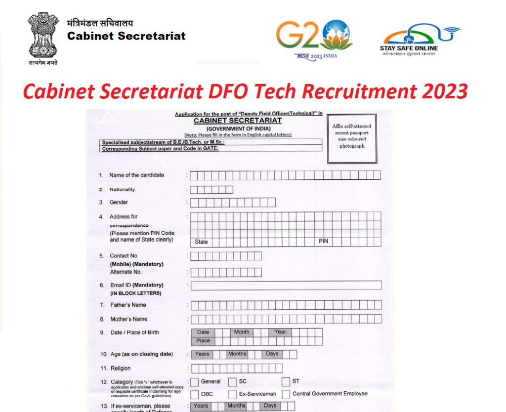 Cabinet Secretariat DFO Tech Recruitment 2023 