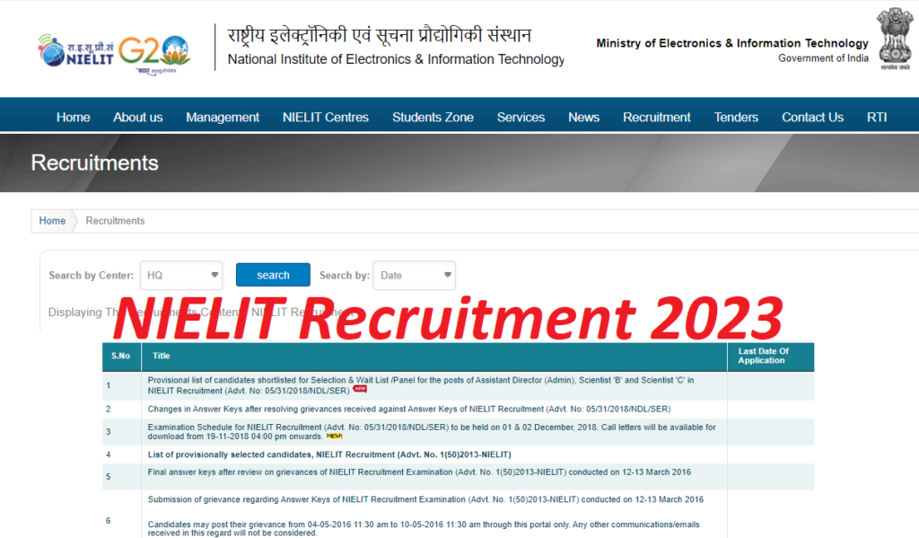 NIELIT Recruitment 2023