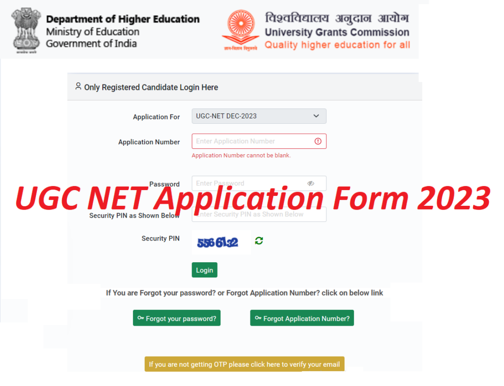 UGC NET Application Form 2023