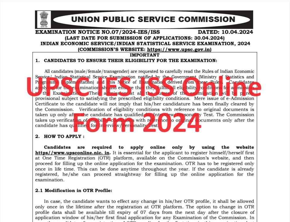 UPSC IES ISS Online Form 2024